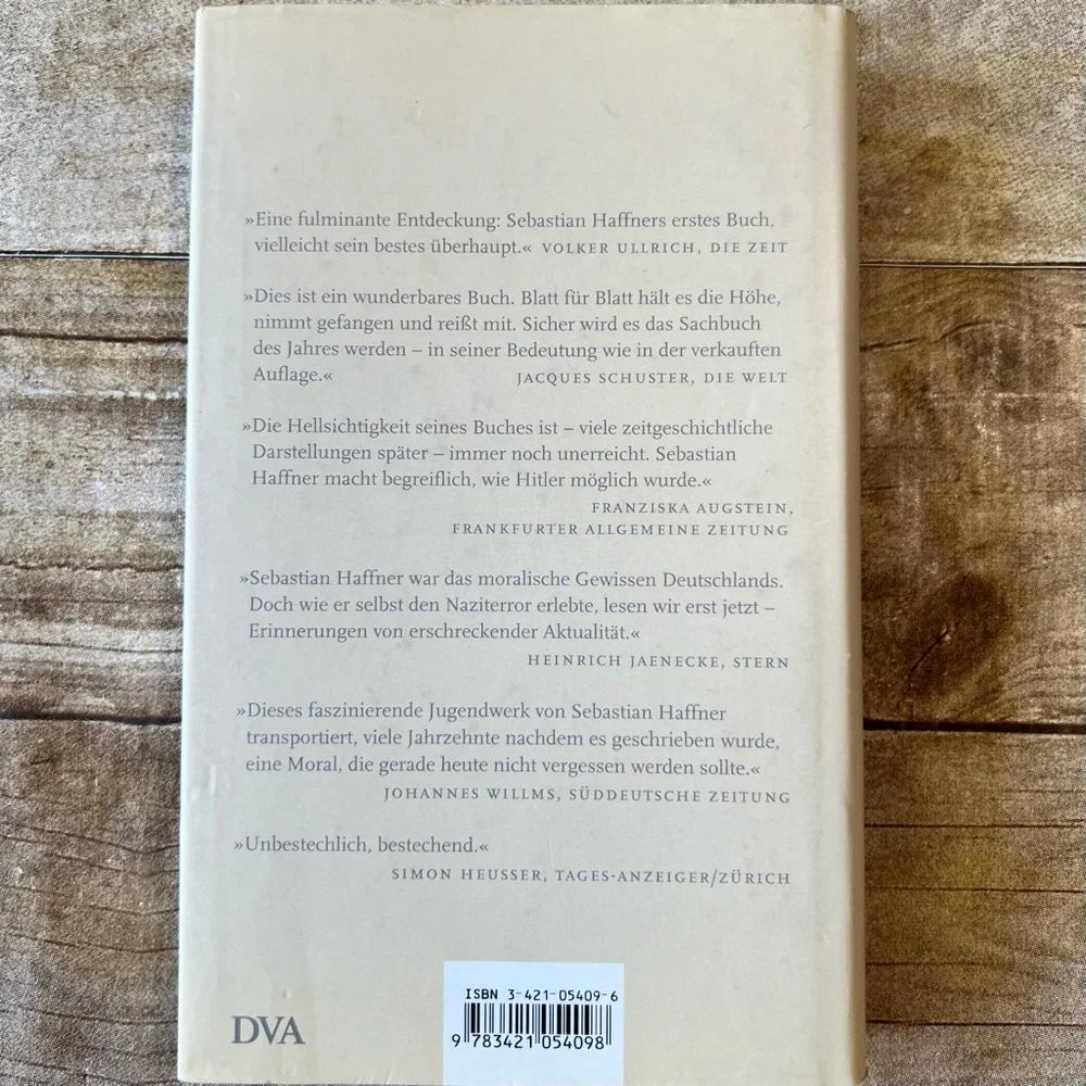 Sebastian Haffner Geschichte eines Deutschen Die Erinnerungen 1914-1933 DVA Book